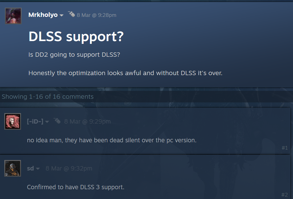 Support for DLSS by Dragons Dogma 2