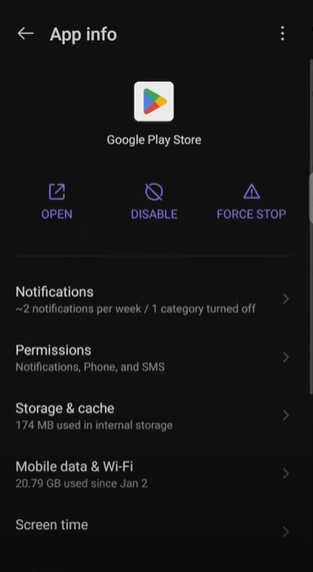 google play store app info