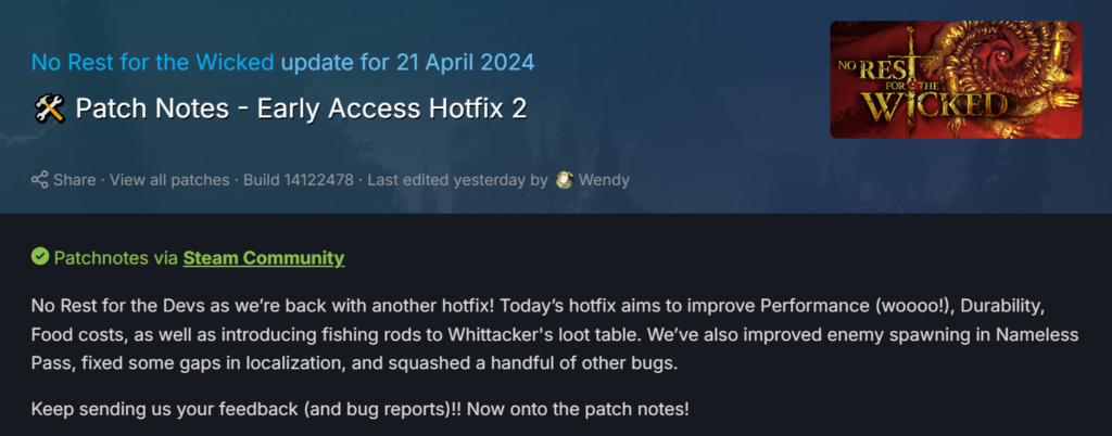 Early Access Hotfix