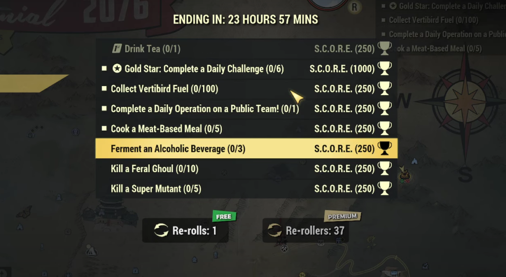 Fallout 76 "Ferment An Alcoholic Beverage" Daily Challenge
