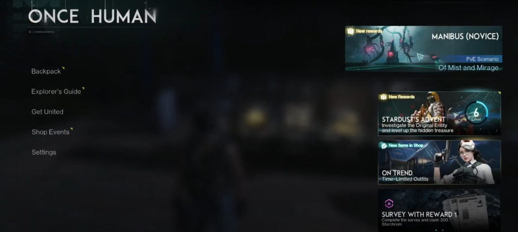 once human main menu