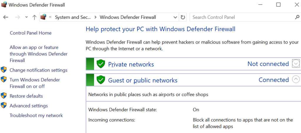 Windows Defender black screen