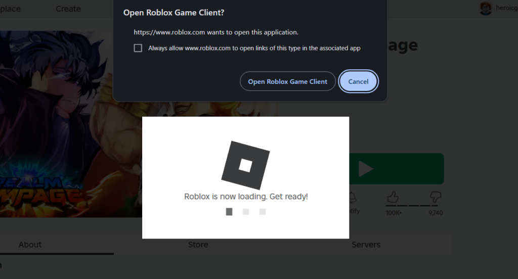 Open Roblox Game Client 