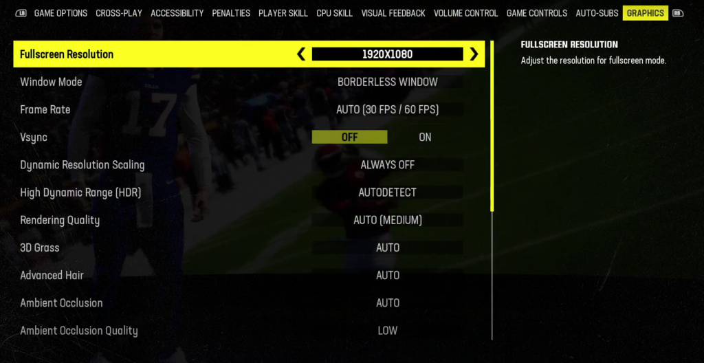 change graphics settings in Madden 25