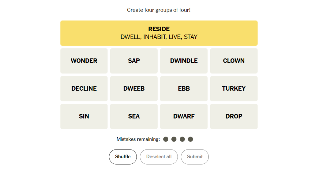 Yellow group of today's nyt connection