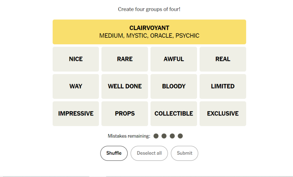 yellow group nyt connections