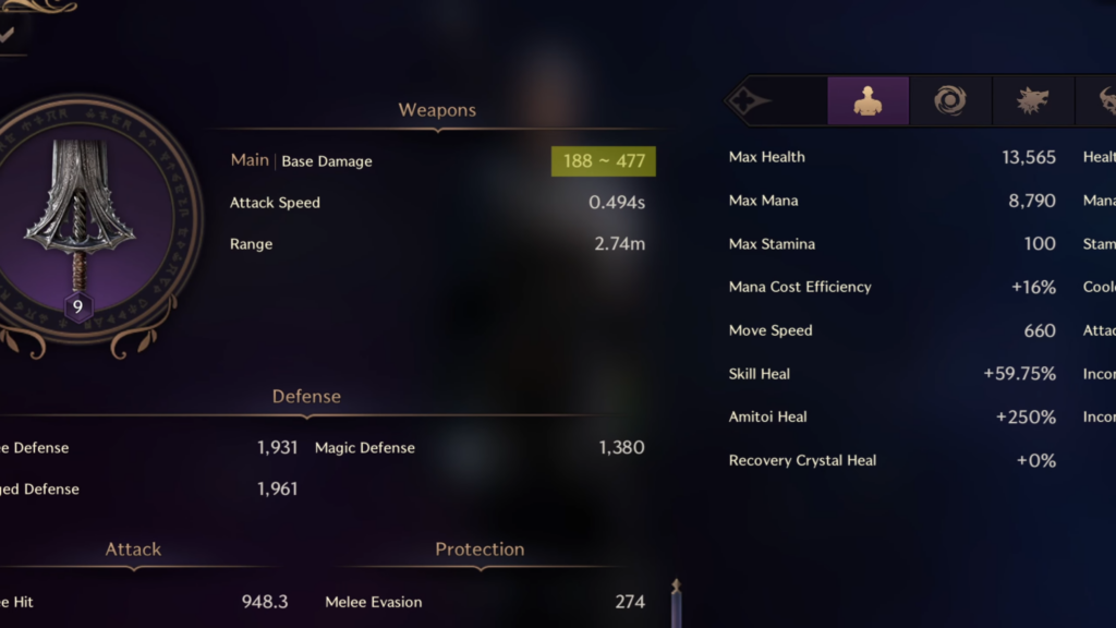 Base damage stats in Throne and Liberty.