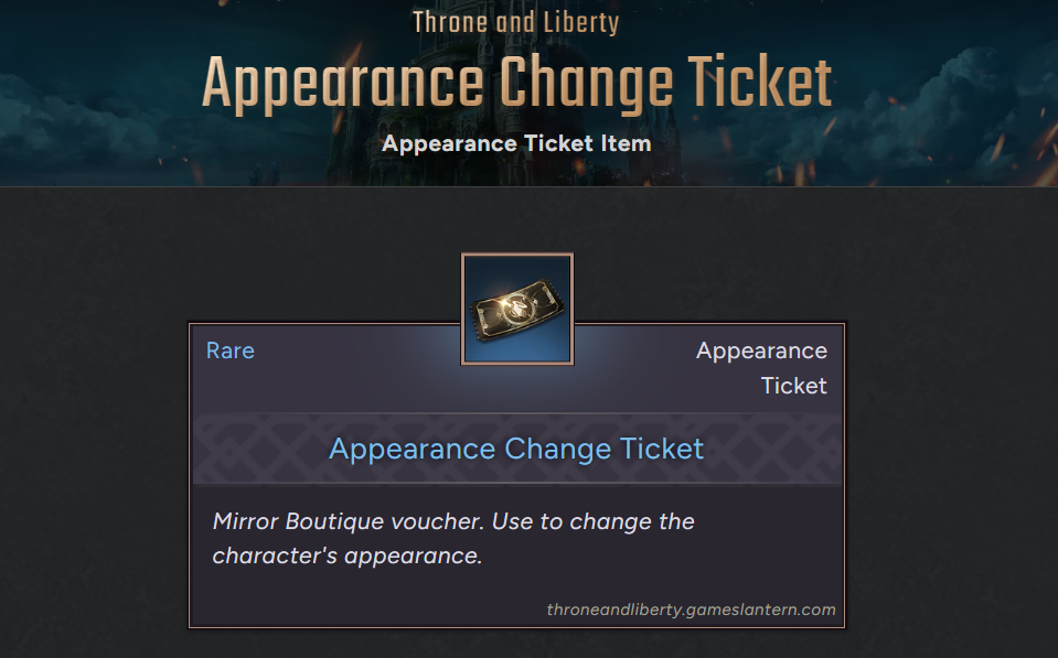 Appearance Change Tickets Throne and Liberty