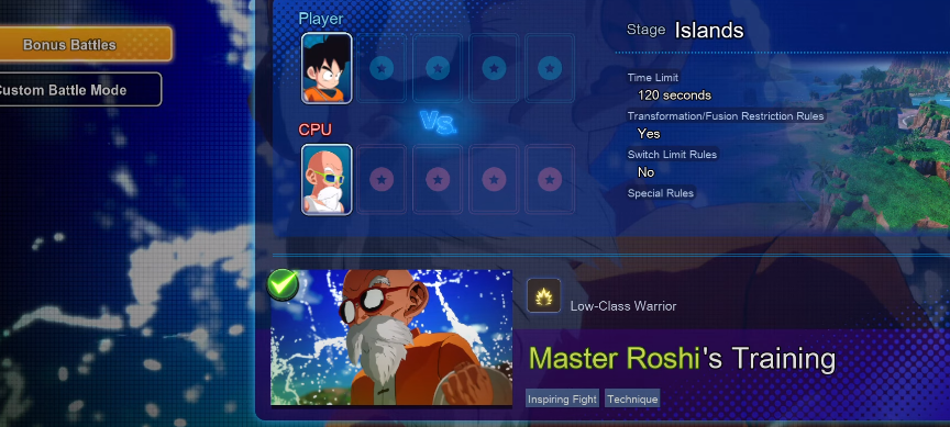 Training Bonus Battle Master Roshi