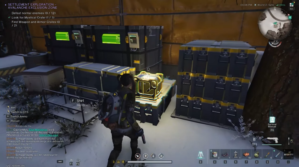 Gear Crate located beside the containers