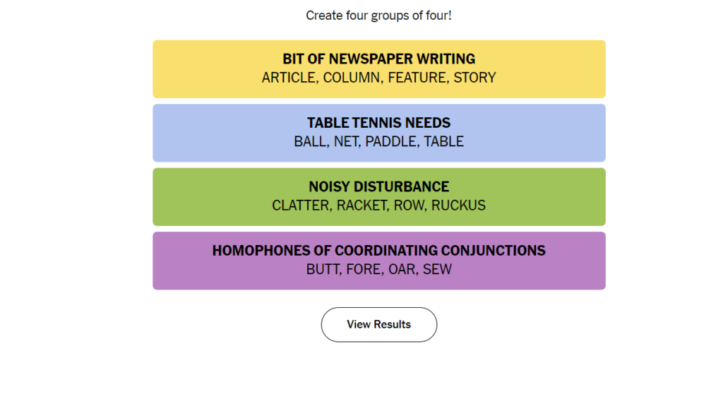 nyt connections finished 