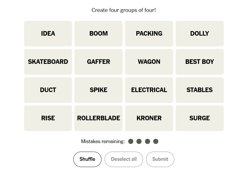 words in nyt connections