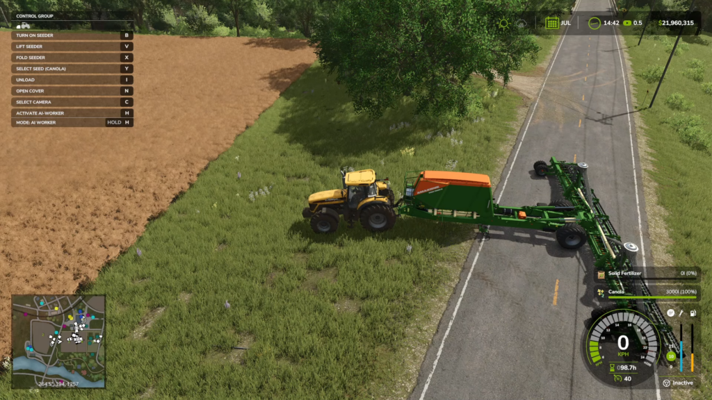 Select Canola seed to plant it in FS25.