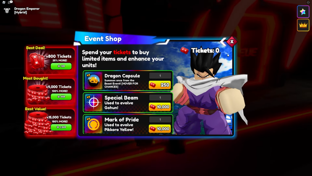 Buy Dragon Capsule from the Event shop in Anime Reborn.