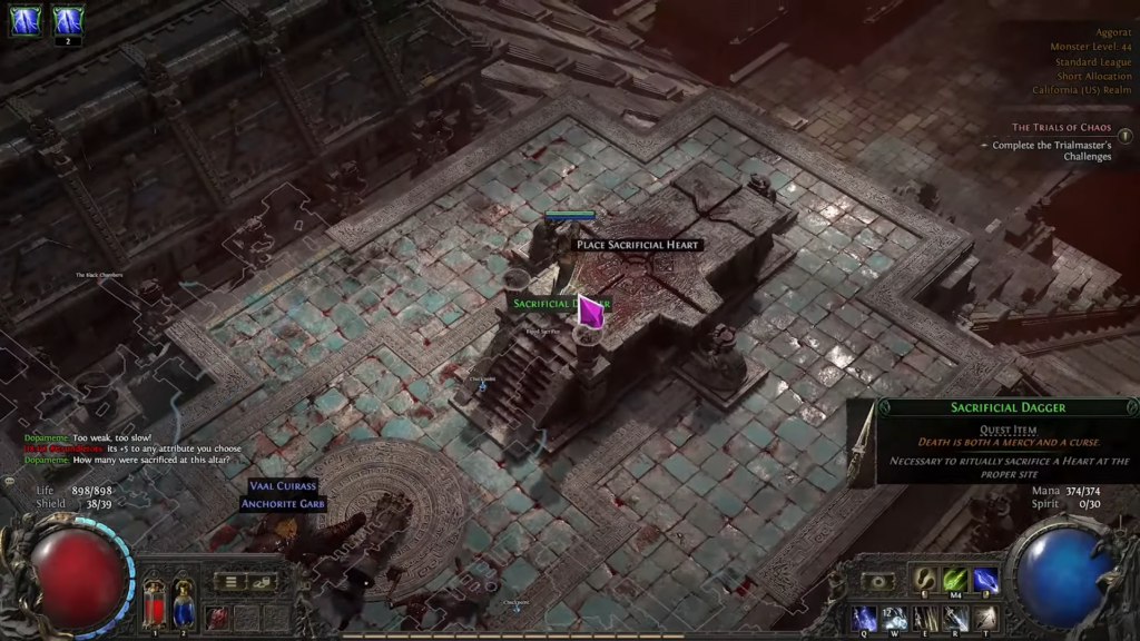 Place the Sacrificial Heart on the altar in Path of Exile (POE) 2.