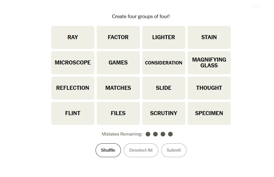 nyt connections words