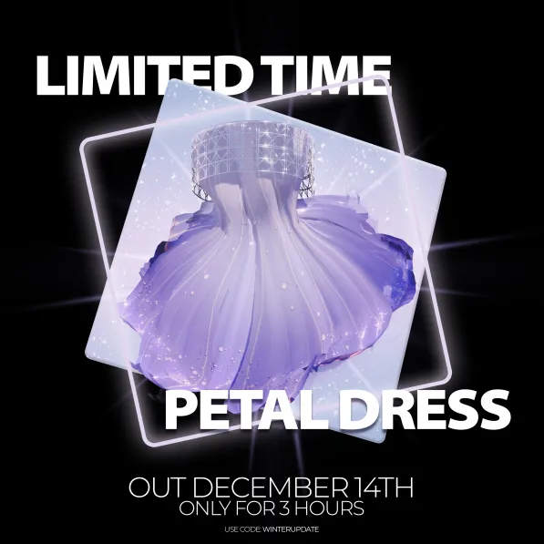 Use Code WINTERUPDATE to get the Petal Dress in DTI 2024 Winter Update. 