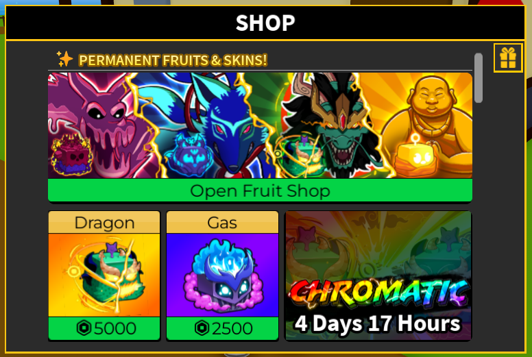 Chromatic Countdown in the shop of Blox Fruits.