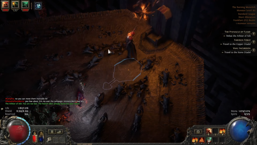 The Pinnacle of Flame quest in POE 2 involves defeating several enemies including Arbiter of Ash.