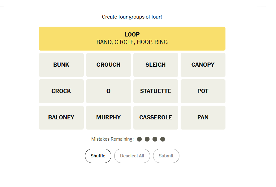 yellow group nyt connections