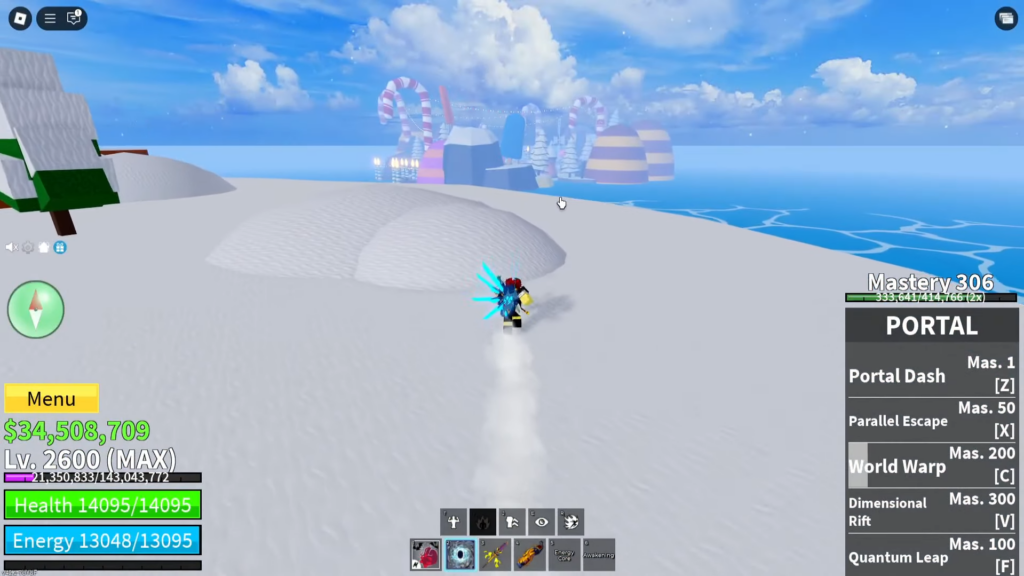 Christmas Island behind Frozen Village in Blox Fruits.