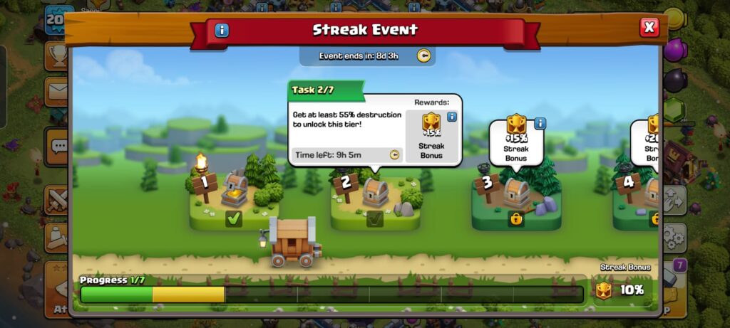 Streak event tasks in CoC.