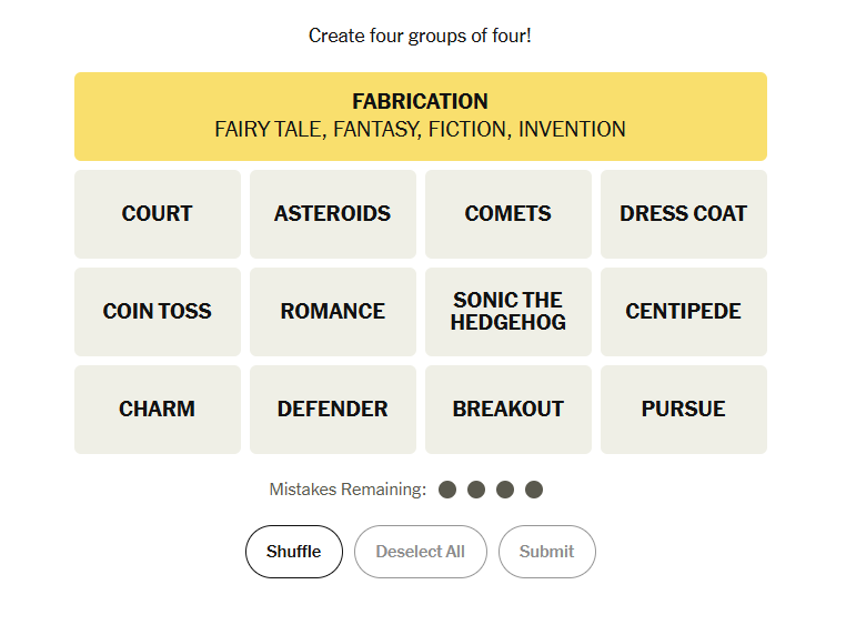 yellow group nyt connections