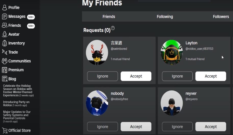 roblox 1000 friends