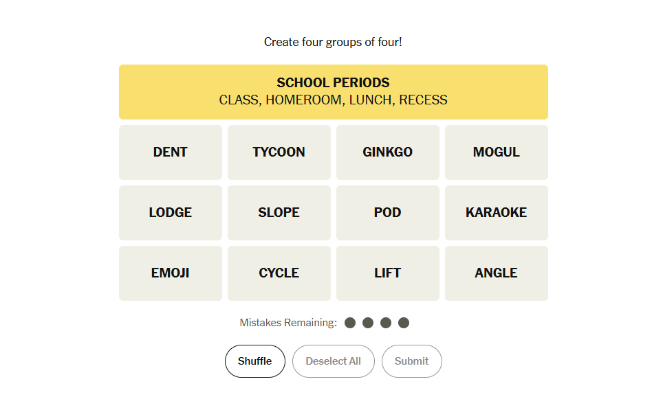 yellow group nyt connections