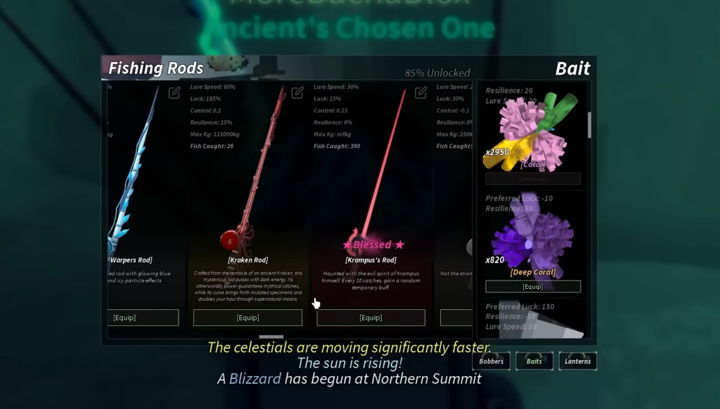 Kraken rod's stats in Fisch version 1.15