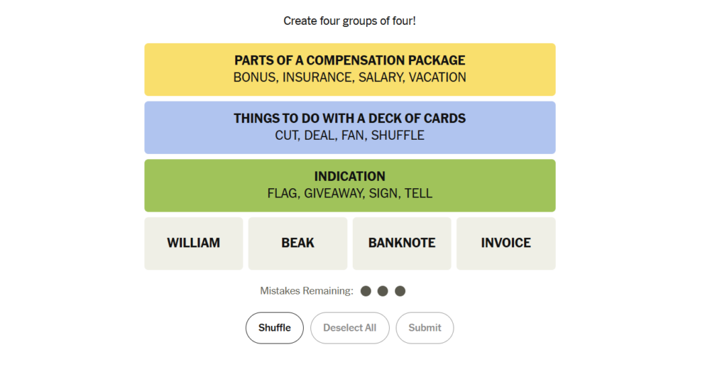 nyt connections categories