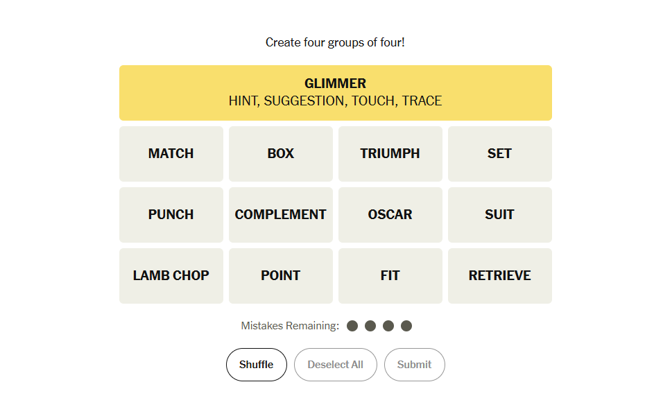 yellow group nyt connections