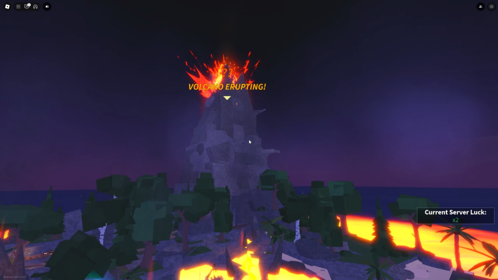 Roslit Bay's Volcano erupting in Fisch version 1.18