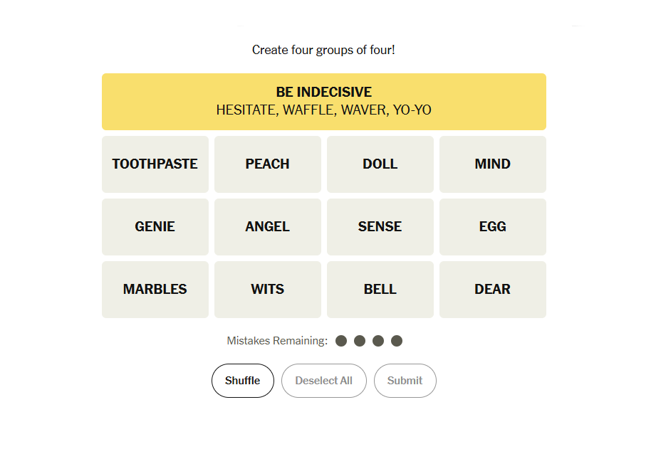 yellow group nyt connections