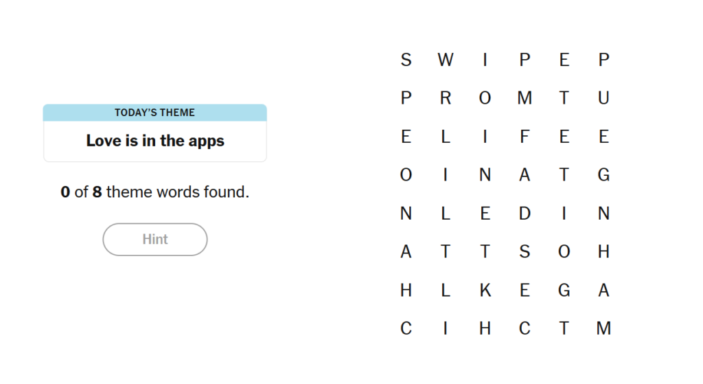 love is in the apps in nyt strands 