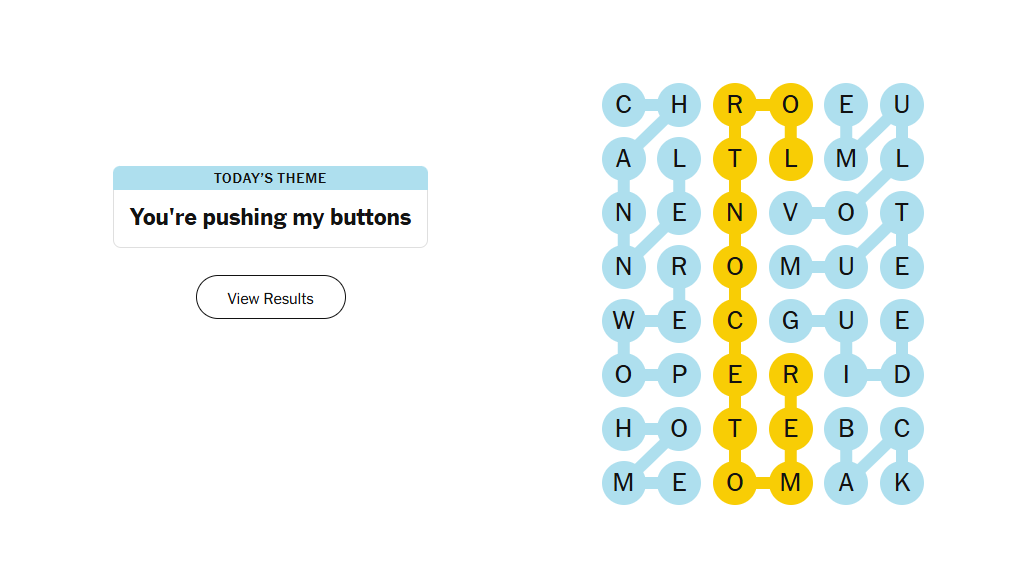 You're pushing my buttons meaning nyt strands