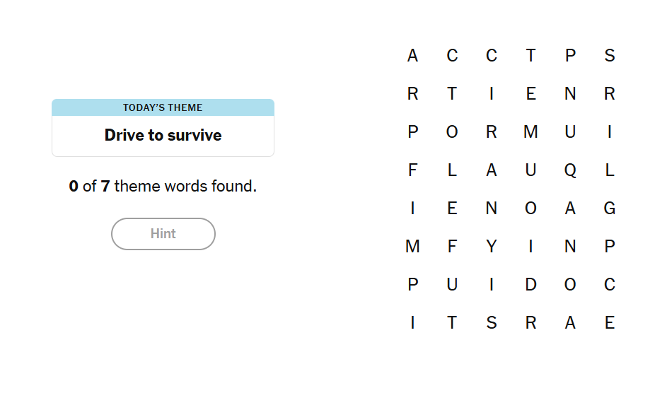 Drive to survive meaning nyt strands