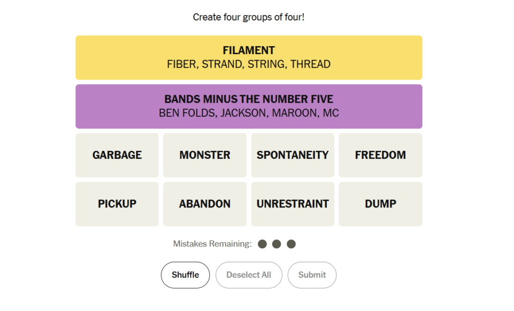 purple group nyt connections