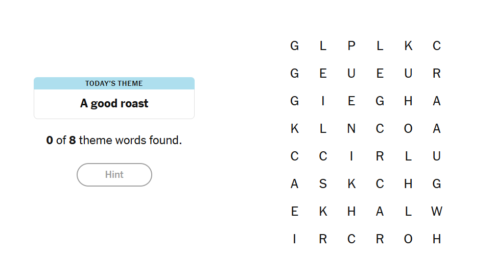 A good roast meaning nyt strands