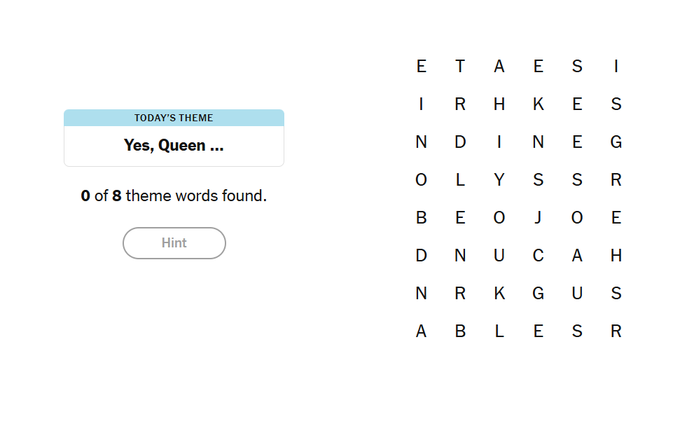 Yes Queen meaning nyt strands