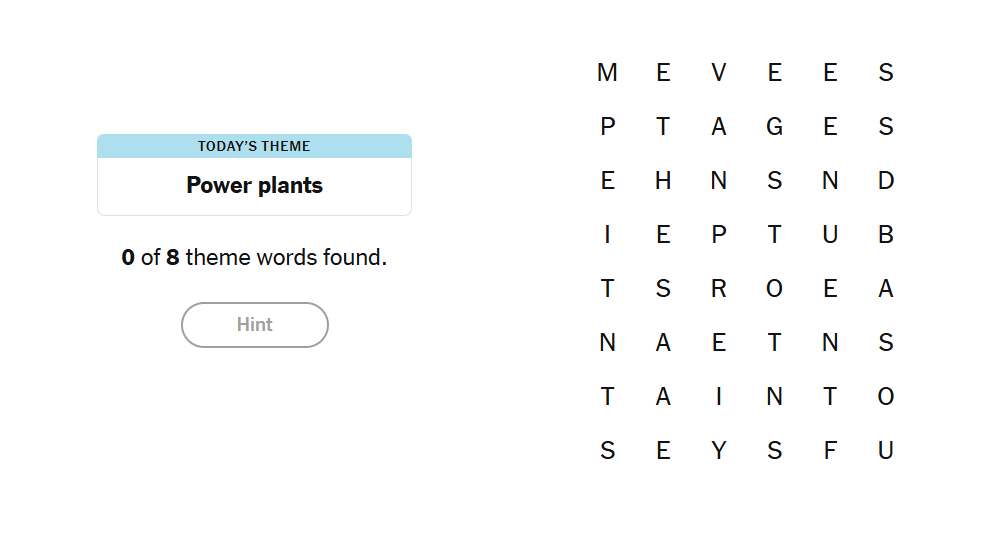 power plants meaning nyt strands