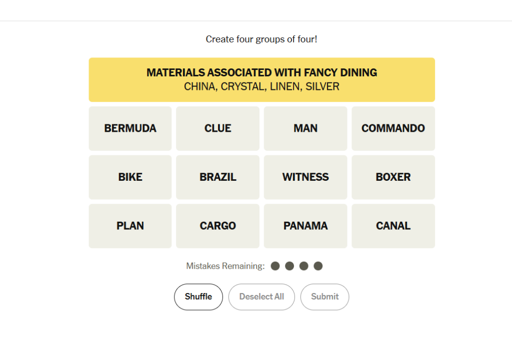 yellow group nyt connections