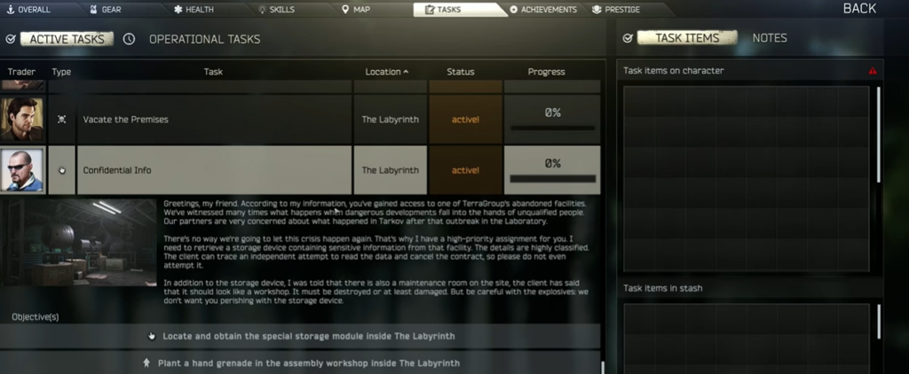Confidential Info Tarkov