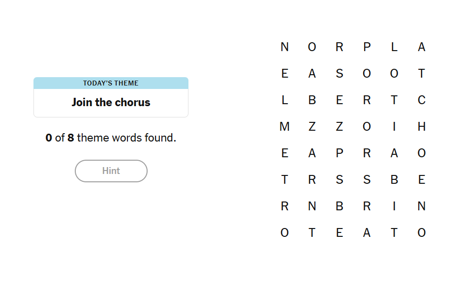 Join the chorus meaning nyt strands