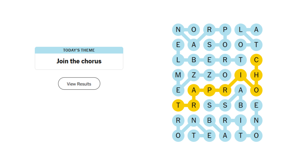 Join the chorus meaning nyt strands