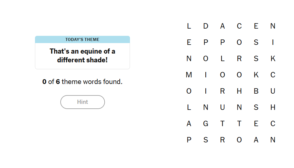 That's an equine of a different shade meaning nyt strands
