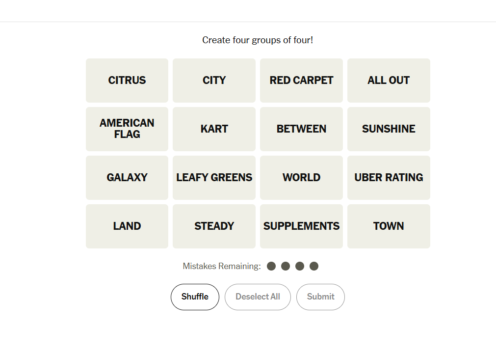uber rating meaning nyt connections