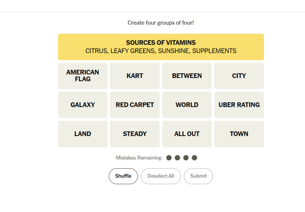 yellow group nyt connections
