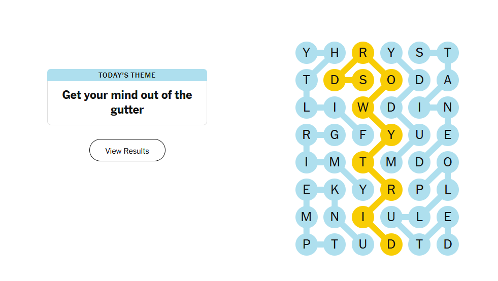 Get your mind out of the gutter meaning nyt strands