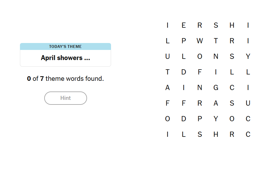 April showers meaning nyt strands